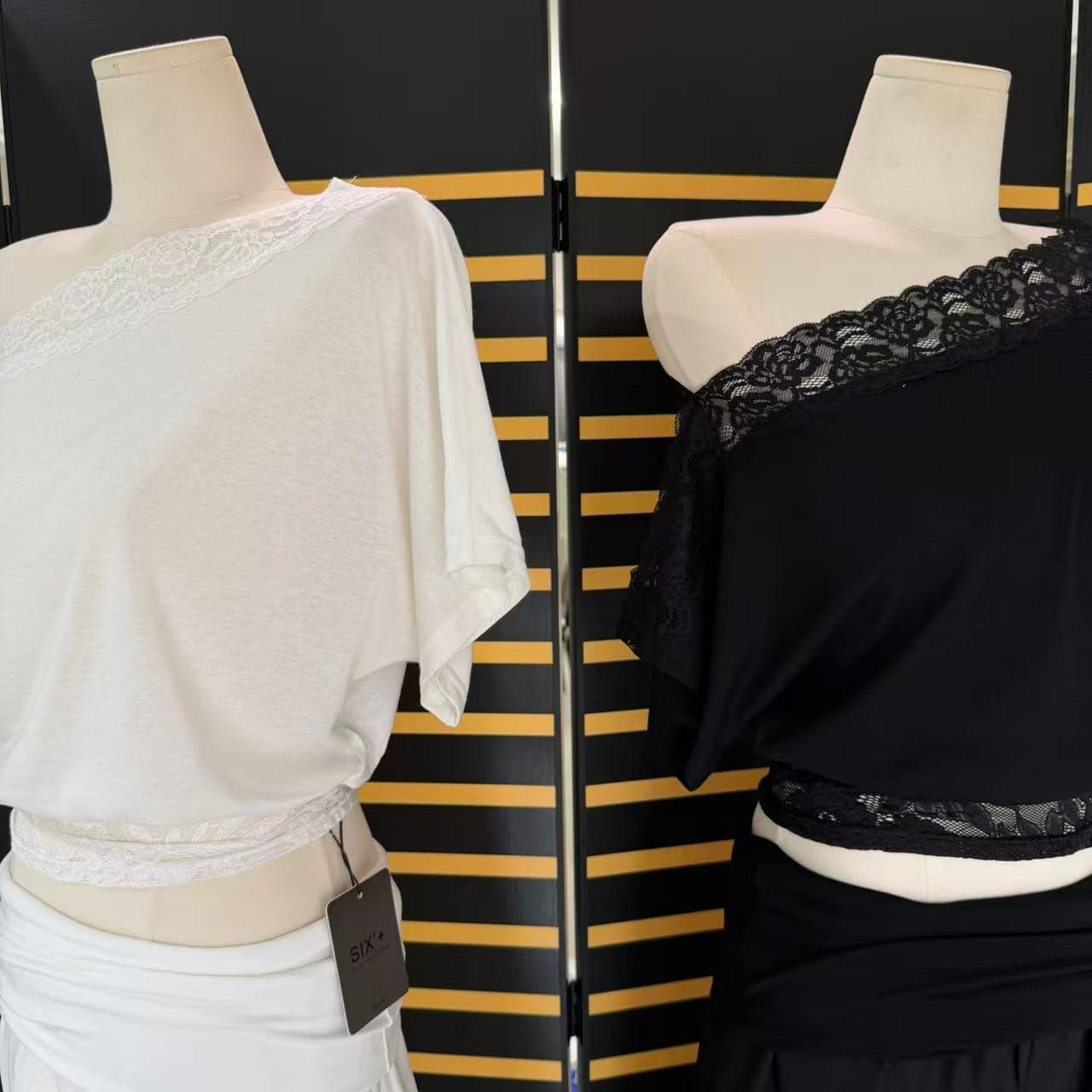 tongiiuu 아름다움 어깨 법 새싹 레이스 조각 비스듬한 어깨 반팔 티셔츠 여성 디자인 센스 허리 수축 슬림해 보이는 맨위 여름 상세 이미지 9