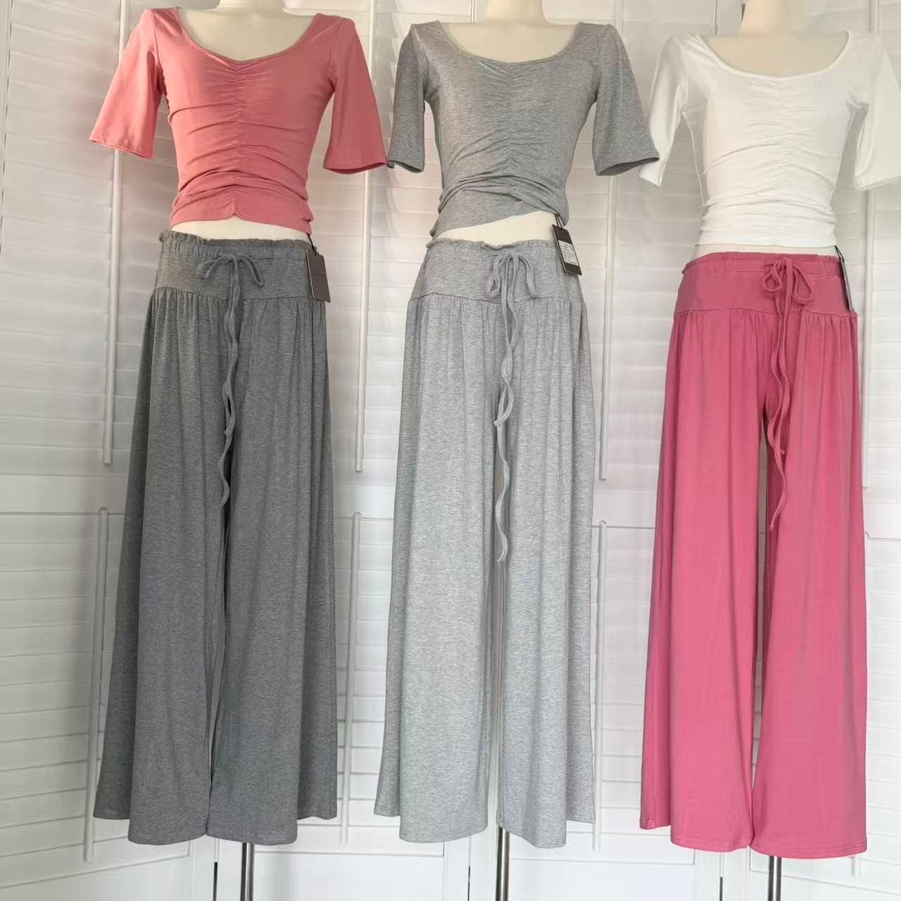 suuuicee 우유 피부 하느님 바지 chao 부드러운 풀 서클 펌프 Pleat 디자인 나만의 것을 가져와 라. 도루 가을 센스 루즈핏 와이드 레그 팬츠 이미지 4