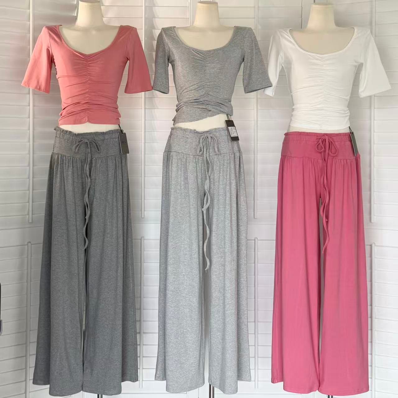 suuuicee 우유 피부 하느님 바지 chao 부드러운 풀 서클 펌프 Pleat 디자인 나만의 것을 가져와 라. 도루 가을 센스 루즈핏 와이드 레그 팬츠 상세 이미지 3