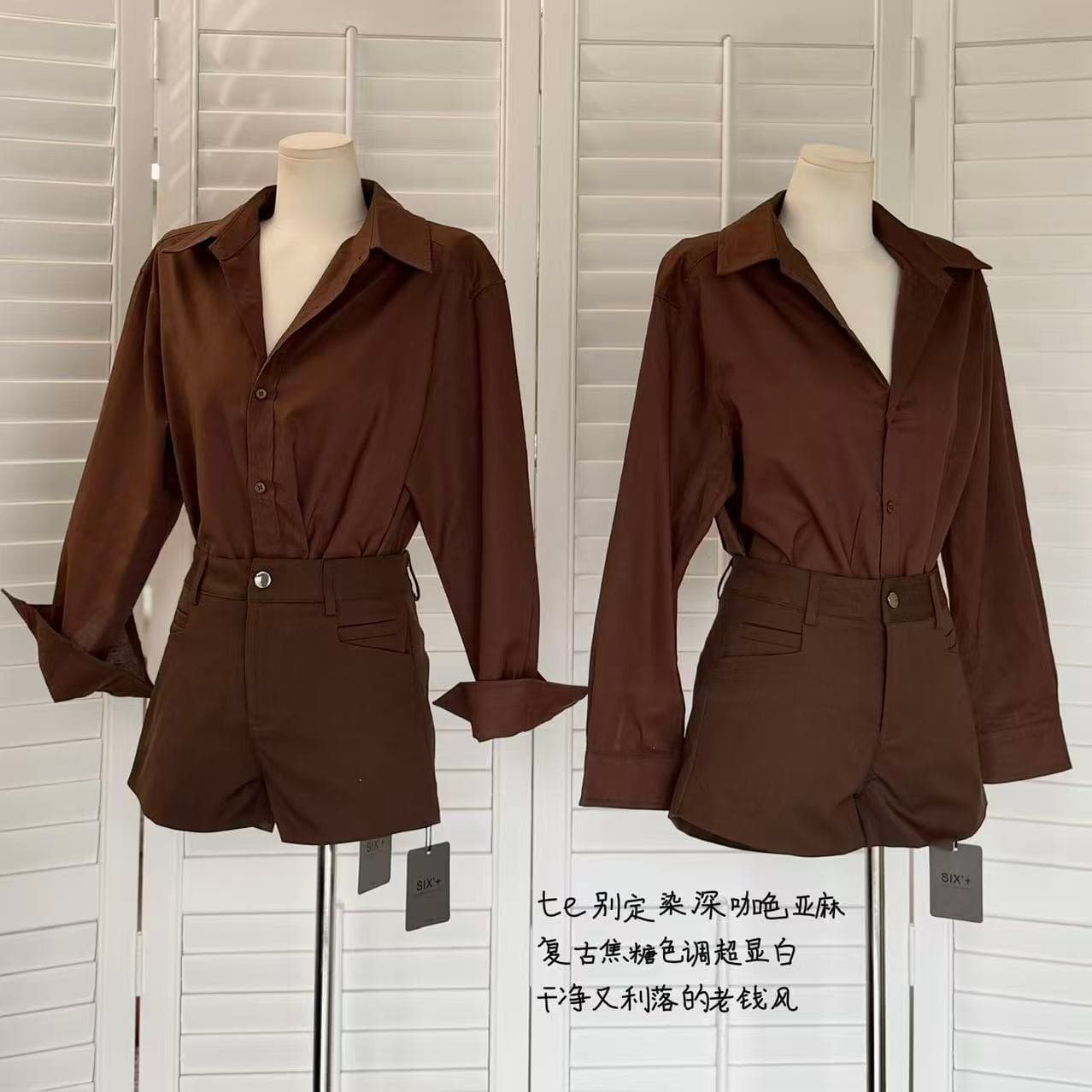 kubiliv 태어난 섬세한 아마 폴로 칼라 긴팔 루즈핏 셔츠 여성 감기 세련된 오래된 돈 바람 맨위 상세 이미지 6