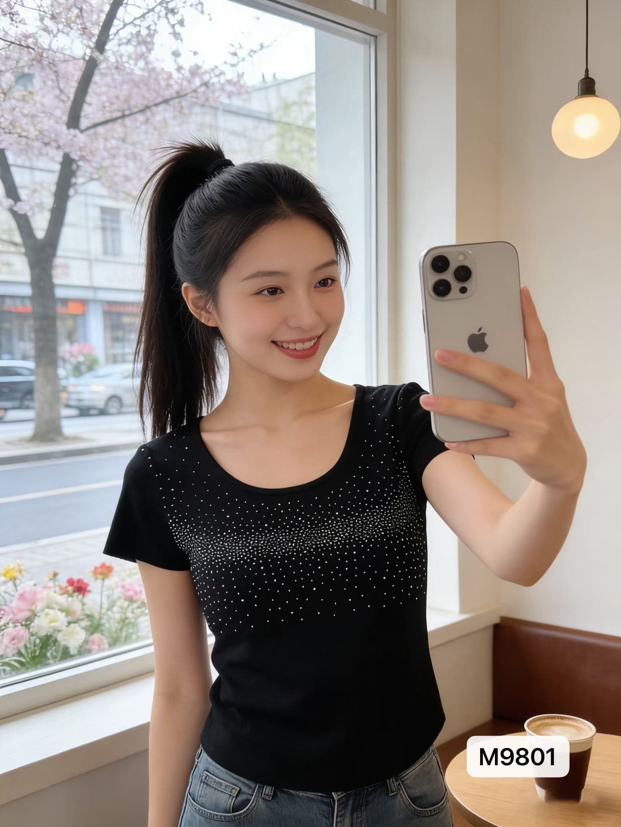 한 부서 라운드 넥 핫픽스 디자인 센스 곡선 밑단 반팔 상세 이미지 5
