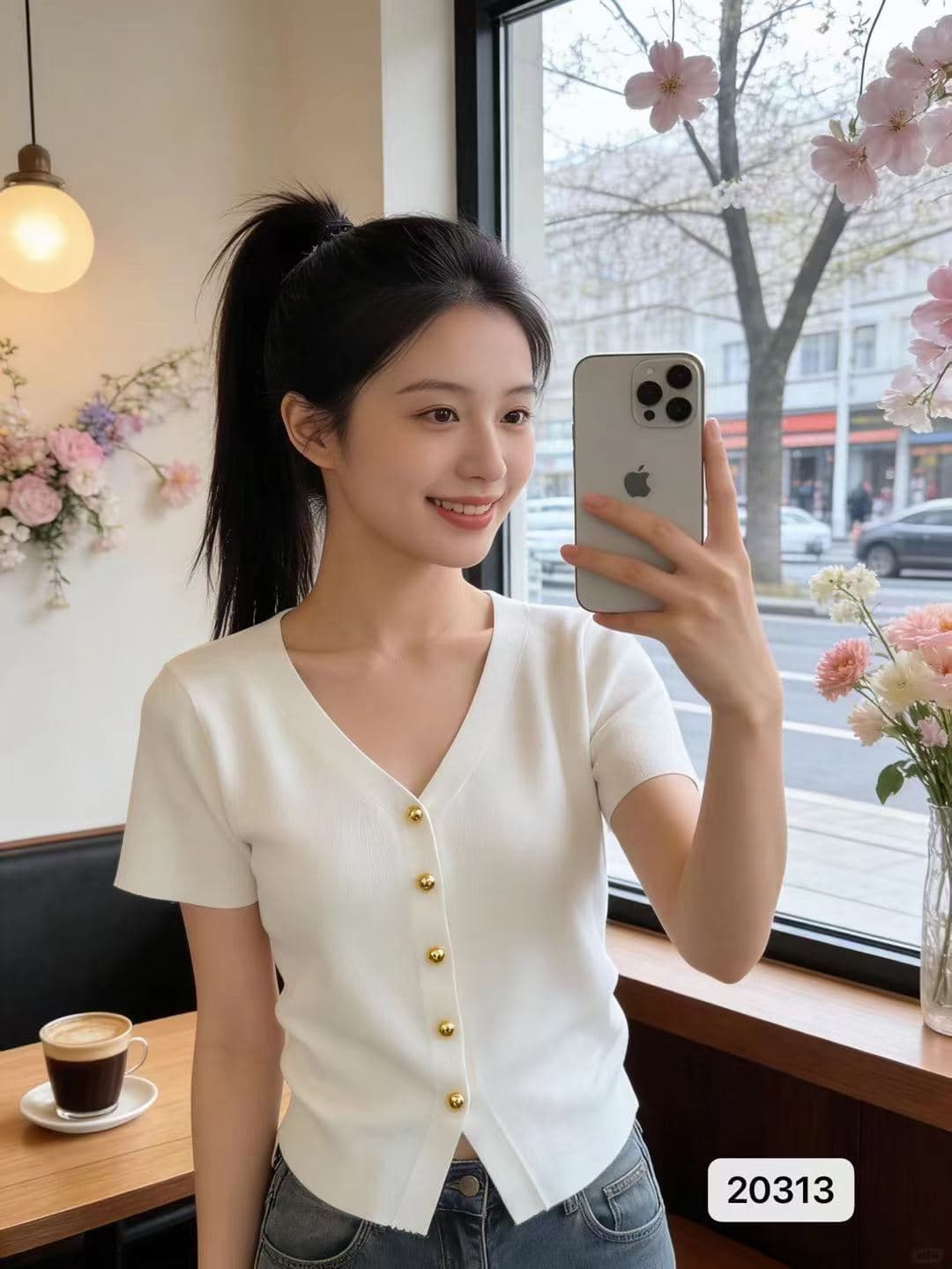 작은 샤넬 스타일 V넥 부드러운 찹쌀 니트 주름 허리 수축 반팔 오픈 가디건 이미지 2