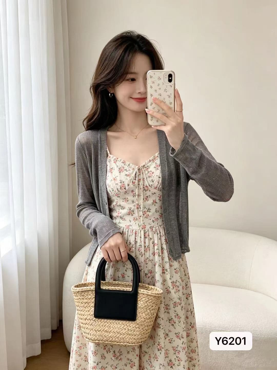 패션 미니멀리즘 V넥 마이크로 ~을 통해 니트 긴 소매 오픈 가디건 자외선 차단 의류 이미지 2