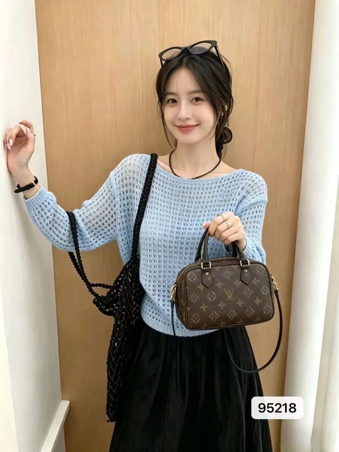 정가 달콤함 연령 감소 오프숄더 홀로우 아웃 니트 루즈핏 풀오버 긴팔