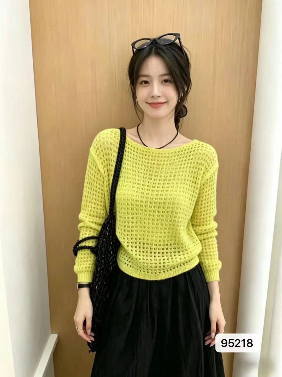 정가 달콤함 연령 감소 오프숄더 홀로우 아웃 니트 루즈핏 풀오버 긴팔 이미지 2