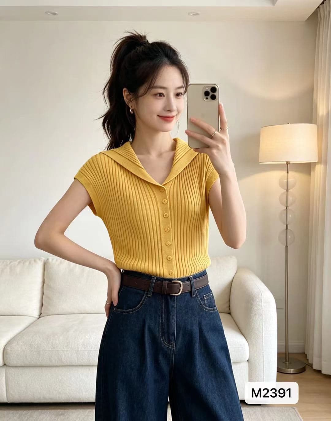 정가 패션 미니멀리즘 해군 칼라 단색 구덩이 기사 슬림해 보이는 반팔 오픈 가디건 상세 이미지 2