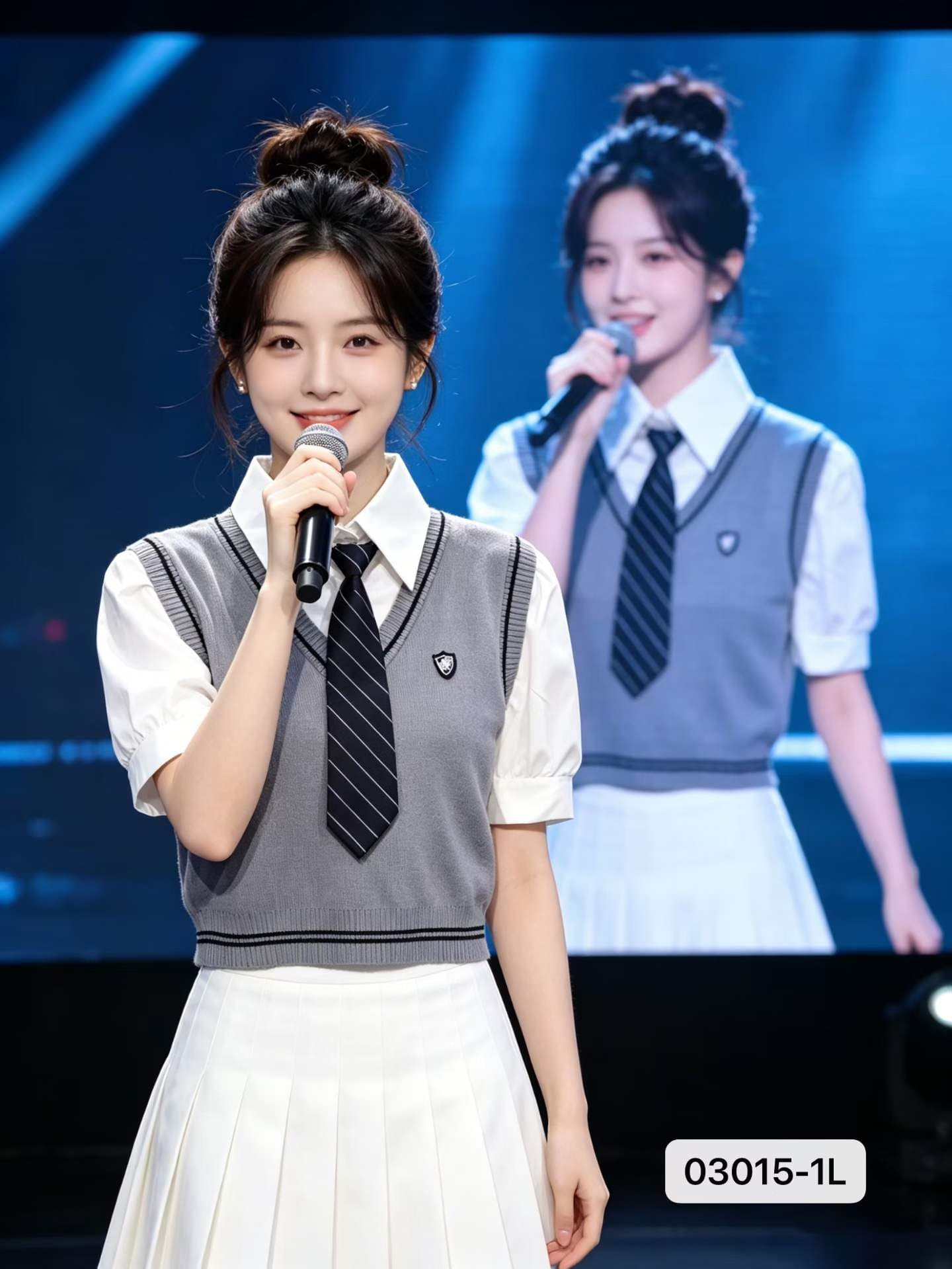 정가 학원 스타일 셔츠 넥타이 나비 넥타이 자동차 마크 페이크 레이어드 풀오버 반팔 이미지 2