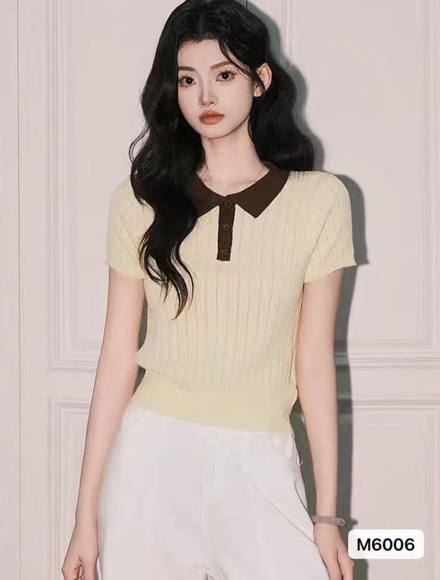정가 품격 반하이넥 나비 매듭 비즈 박기 구덩이 기사 슬림해 보이는 풀오버 반팔 상세 이미지 4