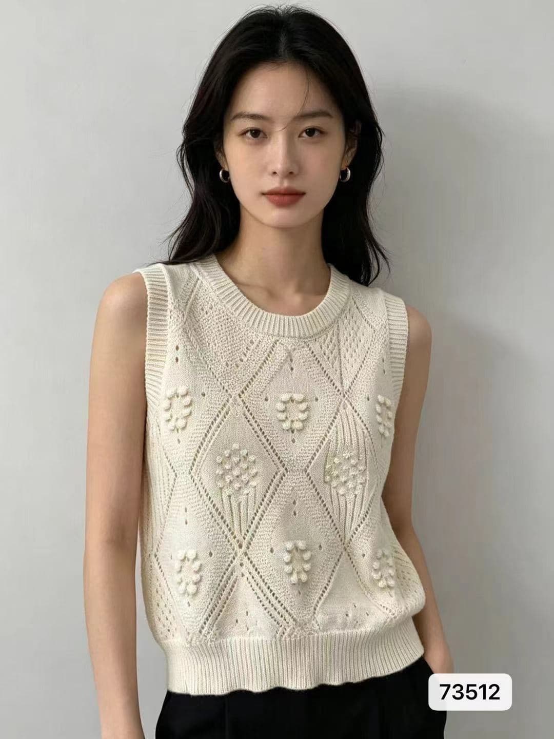 정가 패션 라운드 넥 다이아몬드 모양 니트 풀오버 조끼