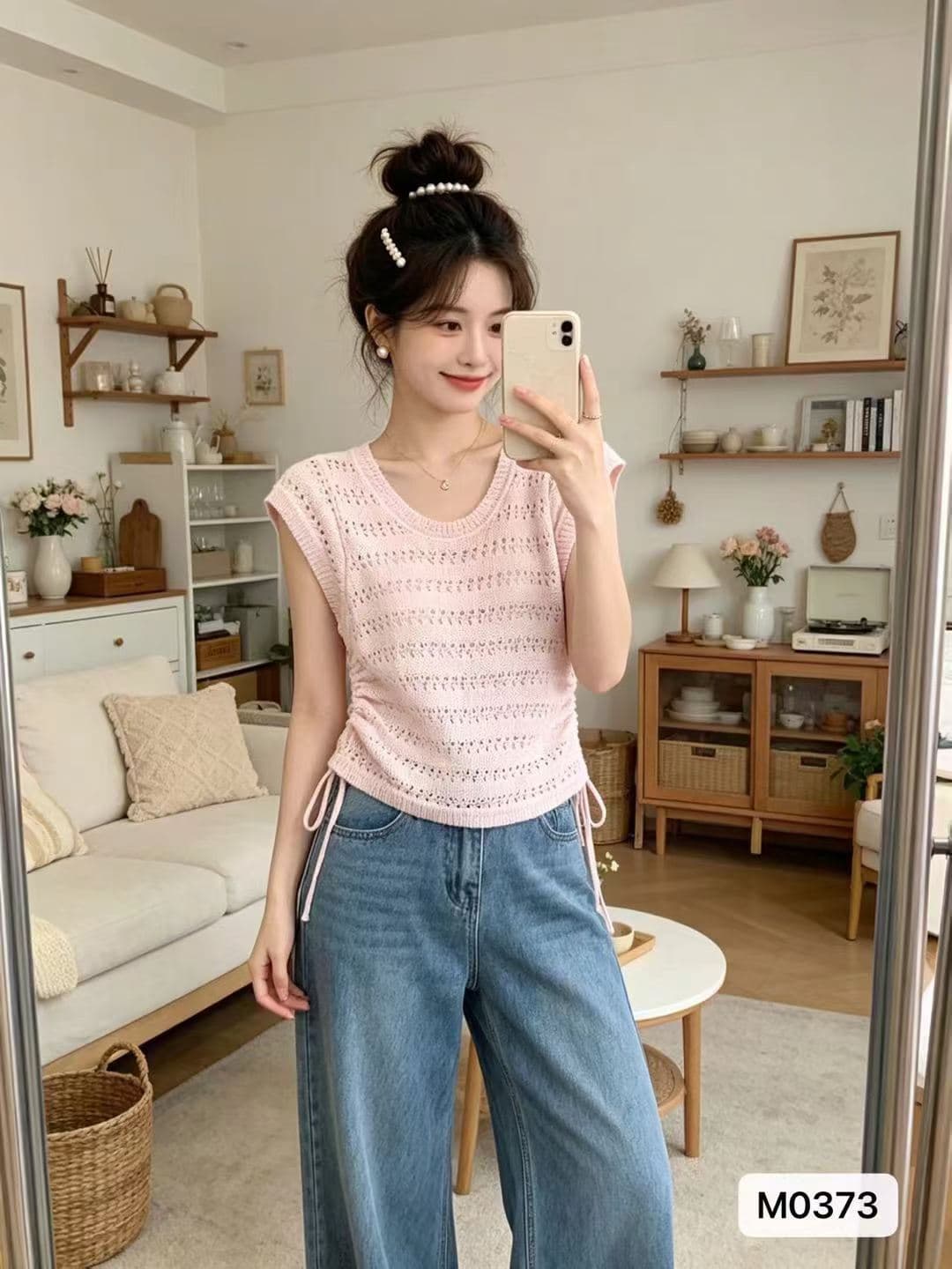 정가 패션 라운드 넥 홀로우 아웃 니트 펌프 로프 디자인 디스플레이 얇고 작은 날다 소매 맨위 이미지 2