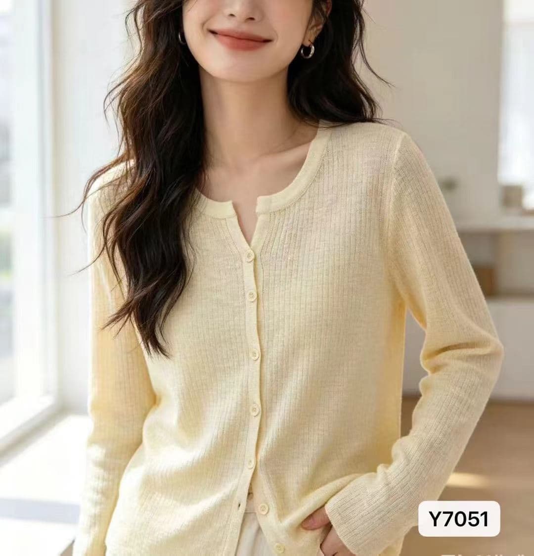 정가 작은 대중 디자인 구덩이 기사 마이크로 ~을 통해 니트 긴 소매 오픈 가디건 자외선 차단 의류 상세 이미지 1