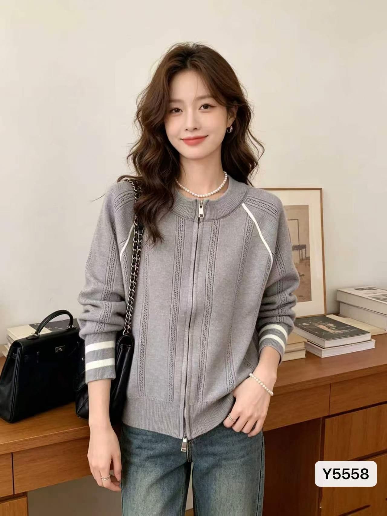정가 가을 겨울 라운드 넥 수직 기사 홀로우 아웃 니트 외부 가져 가라. 긴팔 오픈 가디건