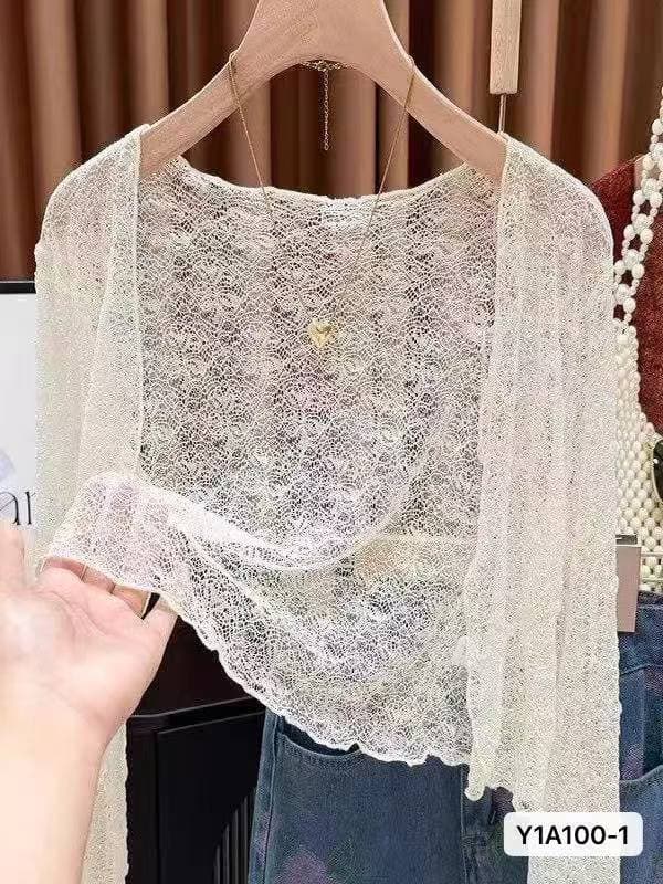 정가 순수한 욕망 바람 레이스 망사 숄 자외선 차단 의류 긴팔 오픈 가디건 상세 이미지 2