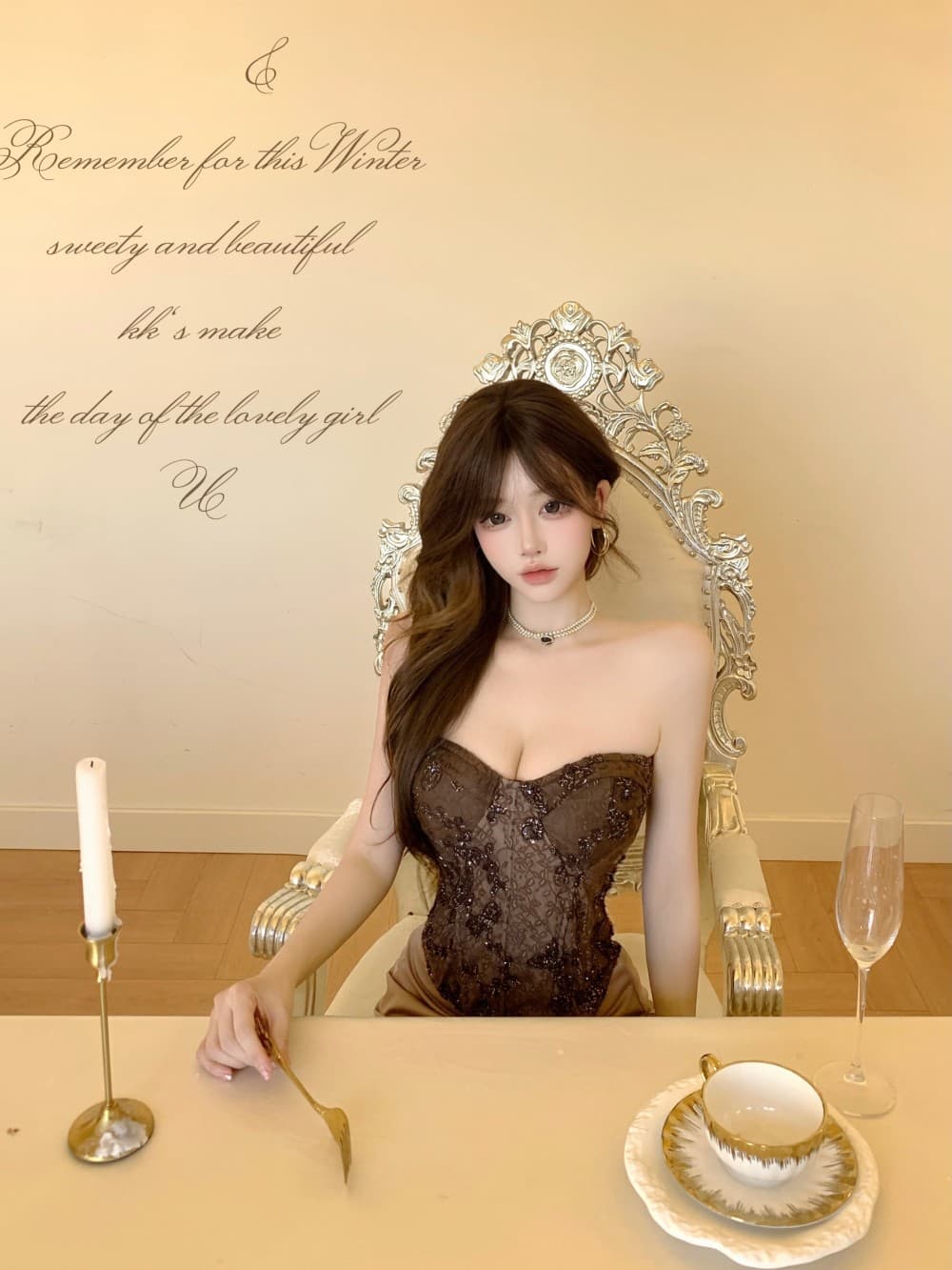 실사 새로운 레이스 조각 순수한 욕망 바람 캐미솔 패션 세트 새틴 몸매 가꾸기 반신 스커트 상세 이미지 13