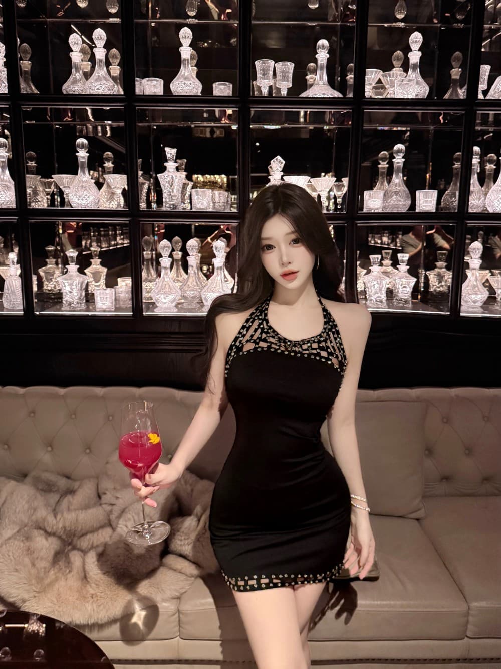 실사 새로운 순수한 욕망 바람 섹시함 핫걸 몸매 가꾸기 타이트 스커트 생일 예복 행침 목 슬립 드레스 상세 이미지 7
