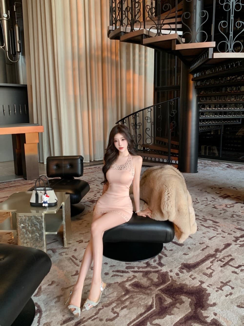 실사 새로운 순수한 욕망 바람 섹시함 핫걸 몸매 가꾸기 타이트 스커트 생일 예복 행침 목 슬립 드레스 상세 이미지 19