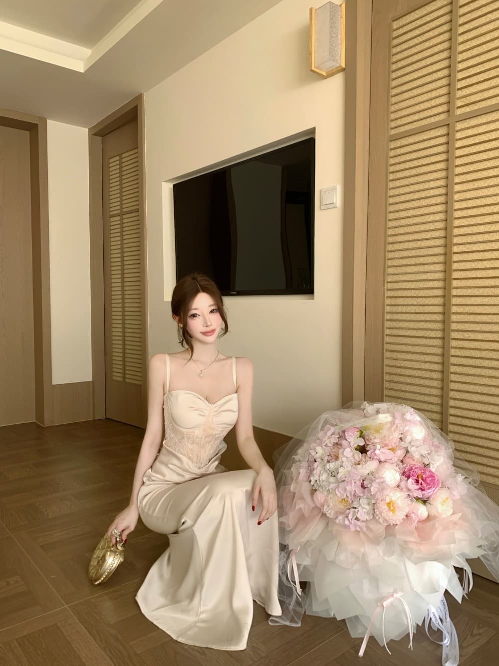실사 새로운 프랑스식 슬립 고급 센스 명문 여성 이브닝 드레스 무거운 작업 생선뼈 새틴 인어 꼬리 타이트 스커트 롱 스커트 상세 이미지 15