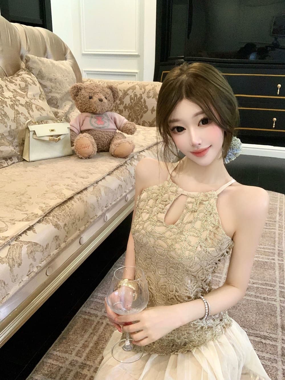 실사 새로운 프랑스식 홀로우 아웃 섹시함 여성 드레스 겨울 몸매 가꾸기 분위기 센스 치마 상세 이미지 5