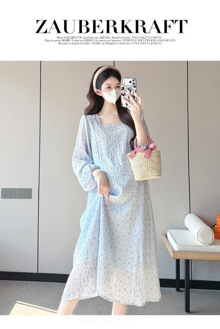 실사 지금 2026 봄 새로운 출산 착용 빅 사이즈 한국 스타일 루즈핏 미니멀리즘 품격 슬림해 보이는 중간 길이 드레스 상세 이미지 24