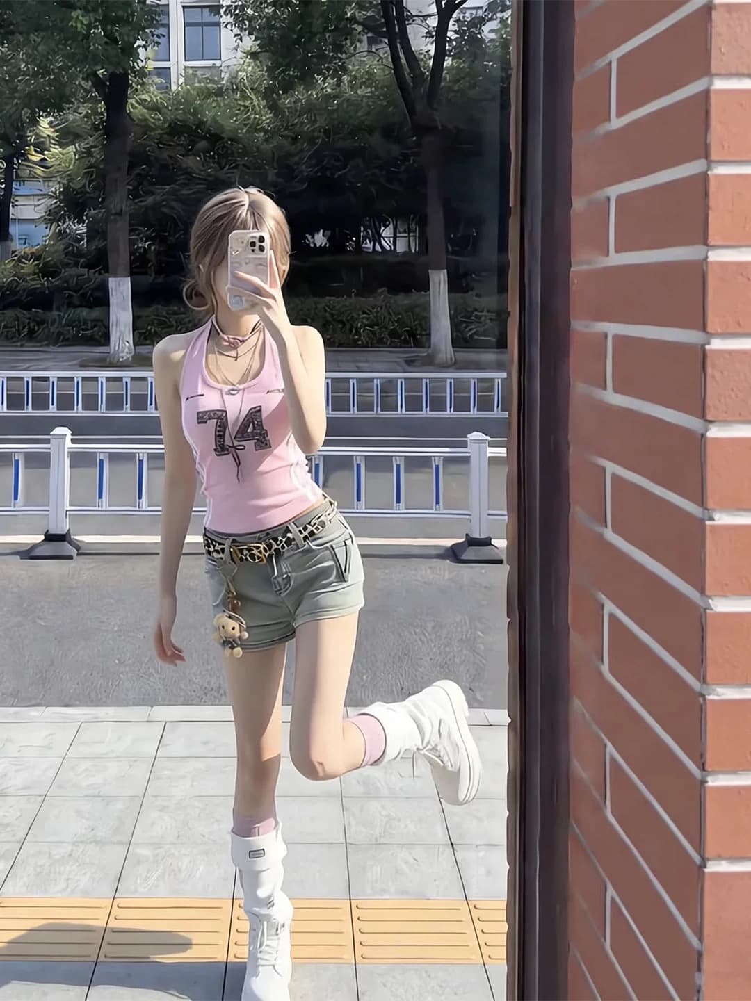 핑크색 행침 목 칼라 순수한 욕망 바람 핫걸 외출용 캐미솔 2026 여름 새로운 여름 드레스 프랑스식 맨위 여성 의류 상세 이미지 3