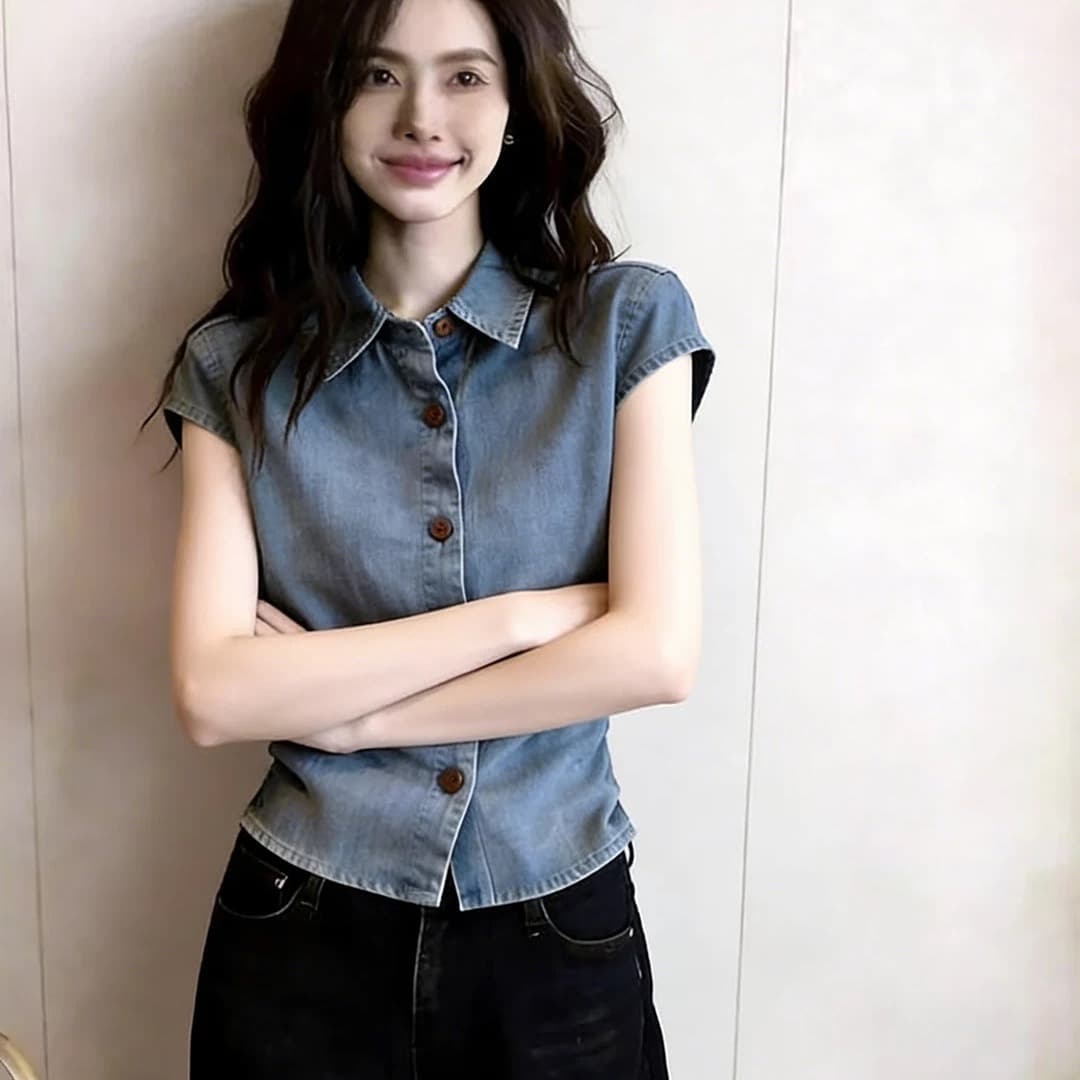 한 바람 chic 품격 로얄 자매 출퇴근 반팔 셔츠 여성 의류 2026 여름 새로운 캐주얼 고유 한 아름다운 맨위 이미지 5