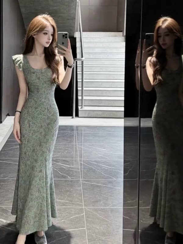 프랑스식 차 휴식 품격 Feifei 소매 꽃무늬 드레스 2026 여름 새로운 센 부서 아름다운 휴가 롱 스커트 여성 의류 상세 이미지 1