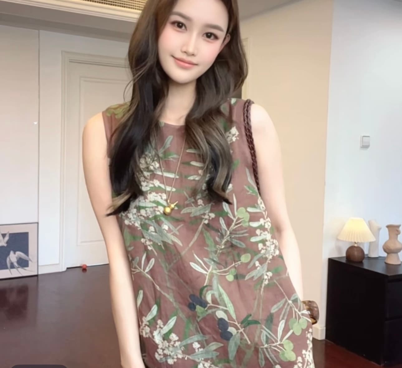 쌀 어린이 무거운 프린트 드레스 프린트 조끼 스커트 길다 품질 라운드 넥 루즈핏 스트레이트 민소매 드레스 상세 이미지 2