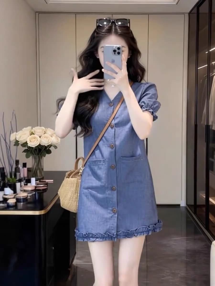 작은 대중 아니요 명중 섹션 품격 V넥 반팔 여성 드레스 2026 년 여름 새로운 미니 스커트 프랑스식 치마 여성 의류 이미지 4