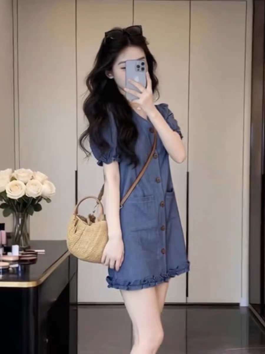 작은 대중 아니요 명중 섹션 품격 V넥 반팔 여성 드레스 2026 년 여름 새로운 미니 스커트 프랑스식 치마 여성 의류 상세 이미지 5