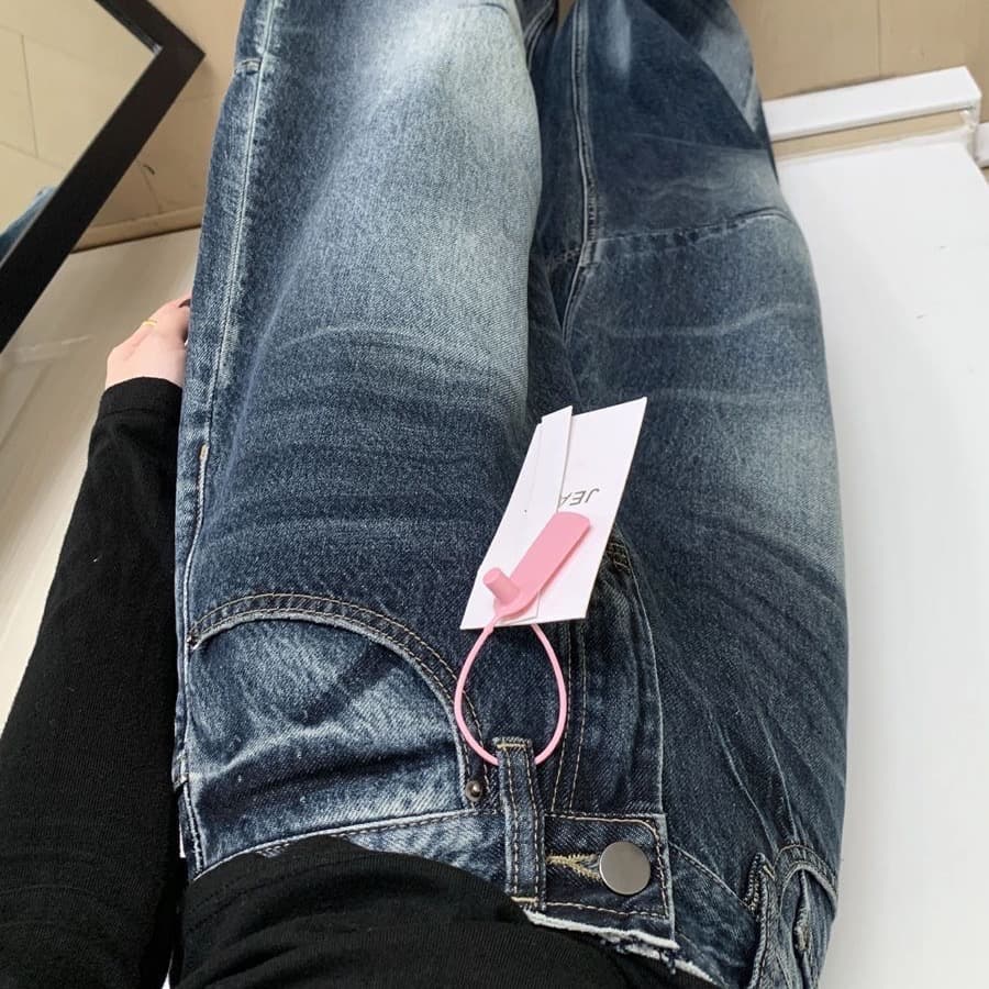 한 부서 느긋한 느슨함 바람 청바지 여성 봄 여름 배 모양 루즈핏 두꺼운 다리 표지 고기 슬림해 보이는 모통이 칼 와이드 레그 팬츠 이미지 6