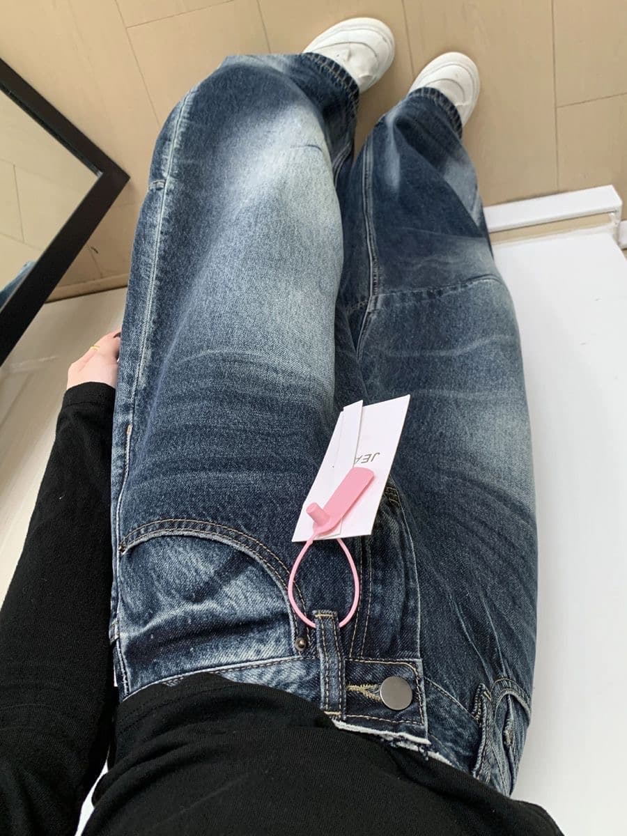 한 부서 느긋한 느슨함 바람 청바지 여성 봄 여름 배 모양 루즈핏 두꺼운 다리 표지 고기 슬림해 보이는 모통이 칼 와이드 레그 팬츠 상세 이미지 9