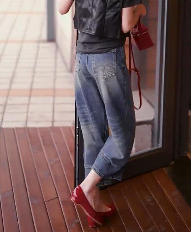 한 부서 레트로 파란색 8 점 청바지 여성 봄 여름 지방 mm 작은 키 루즈핏 하이웨이스트 슬림해 보이는 스트레이트 와이드 레그 팬츠 상세 이미지 9