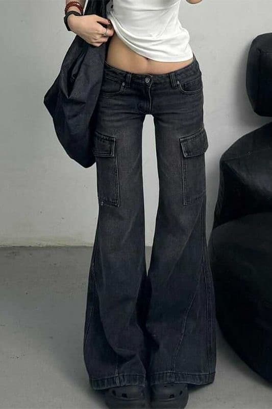 핫걸 중간 허리 마이크로 나팔 워크웨어 청바지 여성 봄 가을 한국 스타일 디자인 센스 몸매 가꾸기 슬림해 보이는 다용도 캐주얼 바지
