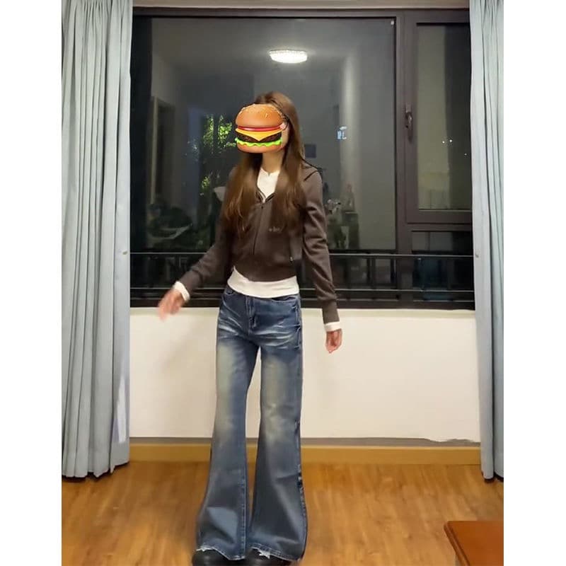 한국 패션 다용도 워싱 연삭 화이트 청바지 여성 가을 디자인 센스 작은 대중 고양이 반드시 표지 발 바지 부츠컷 긴 바지 상세 이미지 9