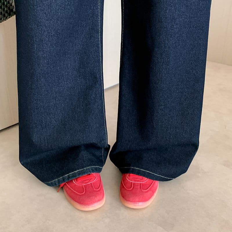 한 부서 chic 아메리칸 레트로 자수 청바지 여성 가을 새로운 하이웨이스트 루즈핏 체크무늬 패치워크 스트레이트 팬츠 상세 이미지 12