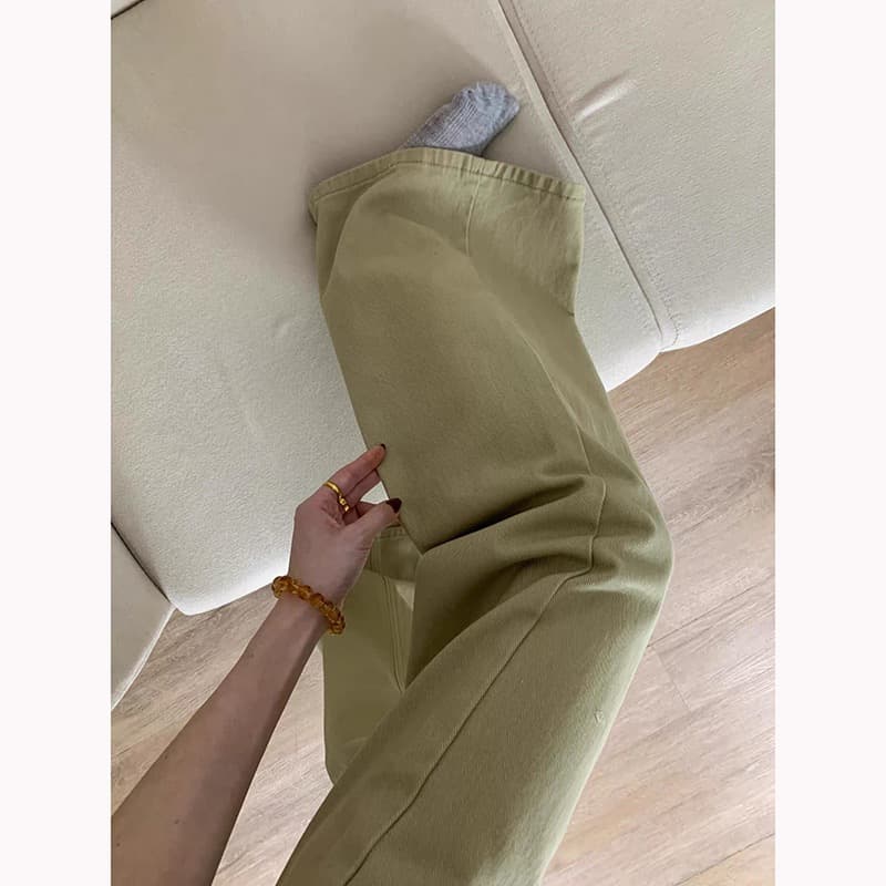 아메리칸 카키 색 로우 웨이스트 부츠컷 청바지 여성 작은 키 새로운 아니요 막대기 다리 루즈핏 슬림해 보이는 도루 센스 와이드 레그 팬츠 상세 이미지 8