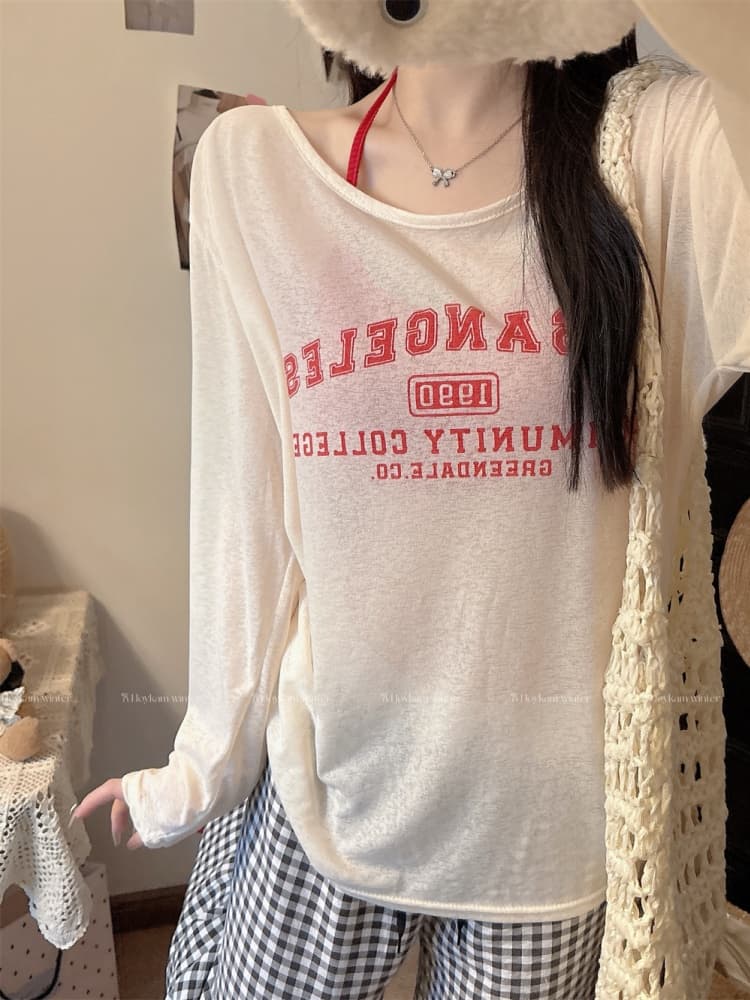 실사 정가 감소되지 않음 26 년 자외선 차단 블라우스 알파벳 프린트 긴팔 티셔츠 루즈핏 느긋한 맨위 인사이드 가져 가라. 슬립 상세 이미지 15