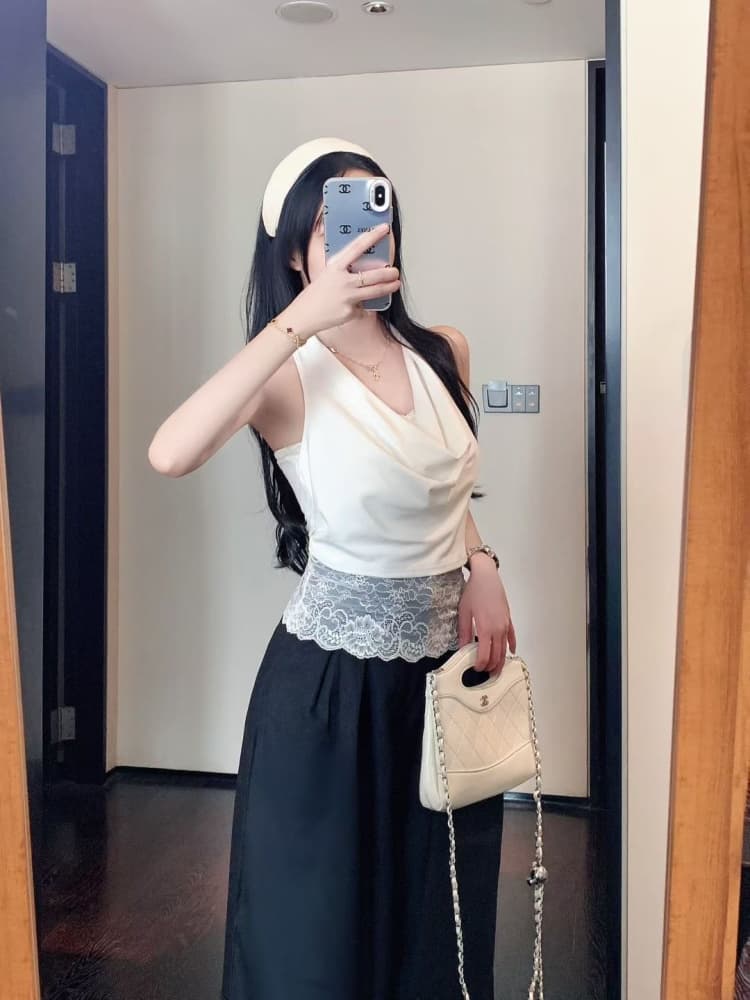 실사 정가 감소되지 않음 핫걸 섹시함 행침 목 레이스 스트랩 조끼 여성 몸매 가꾸기 원피스 벨트 가슴 패드 쇼트 스타일 상세 이미지 13