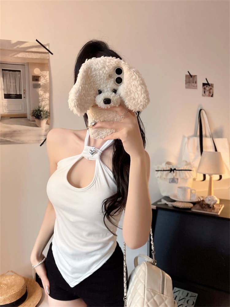실사 정가 감소되지 않음 섹시함 행침 목 홀로우 아웃 캐미솔 비대칭 디자인 센스 인사이드 가져 가라. 외출용 벨트 가슴 패드 상세 이미지 15