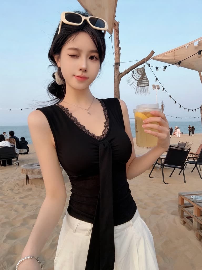 실사 정가 감소되지 않음 순수한 욕망 핫걸 바람 레이스 조각 V넥 레이스업 조끼 여성 몸매 가꾸기 슬림해 보이는 맨위 이미지 3