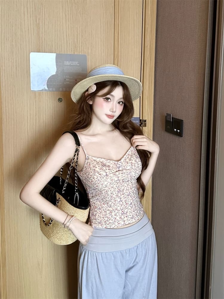 실사 정가 감소되지 않음 꽃무늬 캐미솔 인사이드 가져 가라. 2026 여름 새로운 몸매 가꾸기 쇼트 스타일 외출용 맨위 상세 이미지 4