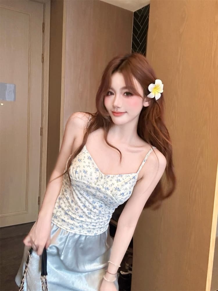 실사 정가 감소되지 않음 꽃무늬 캐미솔 인사이드 가져 가라. 2026 여름 새로운 몸매 가꾸기 쇼트 스타일 외출용 맨위 상세 이미지 5