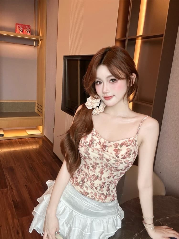 실사 정가 감소되지 않음 꽃무늬 캐미솔 인사이드 가져 가라. 2026 여름 새로운 몸매 가꾸기 쇼트 스타일 외출용 맨위 상세 이미지 11