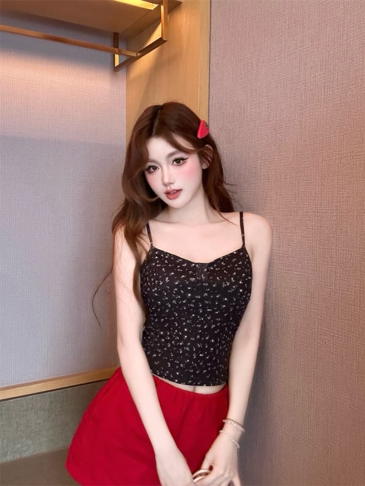 실사 정가 감소되지 않음 꽃무늬 캐미솔 인사이드 가져 가라. 2026 여름 새로운 몸매 가꾸기 쇼트 스타일 외출용 맨위 상세 이미지 12