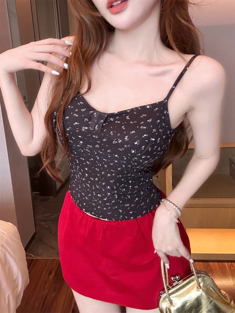 실사 정가 감소되지 않음 꽃무늬 캐미솔 인사이드 가져 가라. 2026 여름 새로운 몸매 가꾸기 쇼트 스타일 외출용 맨위 상세 이미지 13