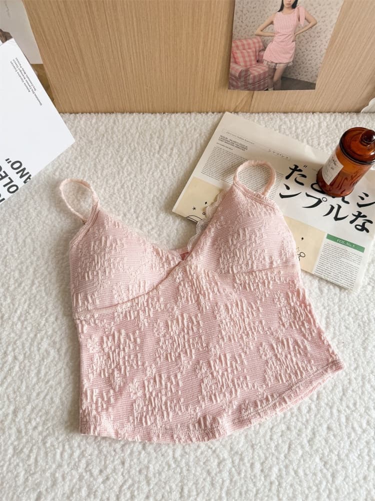 실사 정가 감소되지 않음 V넥 레이스 작은 슬링 조끼 여성 아름다움 뒤로 브래지어 하나 벨트 가슴 패드 외출용 맨위 상세 이미지 28