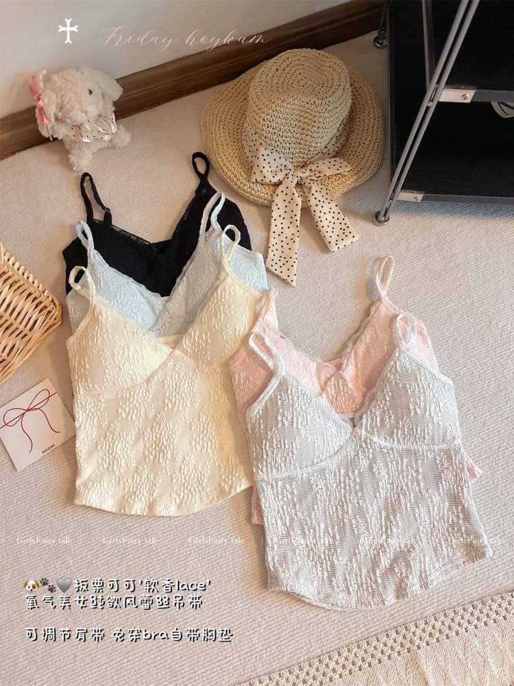 실사 정가 감소되지 않음 V넥 레이스 작은 슬링 조끼 여성 아름다움 뒤로 브래지어 하나 벨트 가슴 패드 외출용 맨위 상세 이미지 30