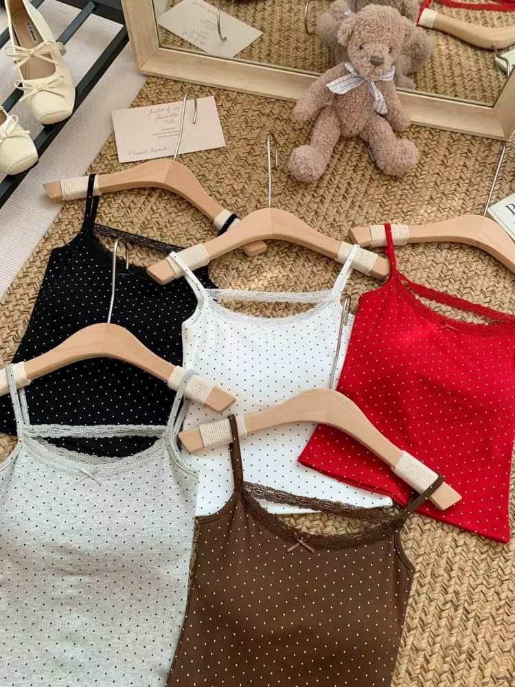 실사 정가 감소되지 않음 핫걸 레이스 측면 도트 무늬 캐미솔 여름 몸매 가꾸기 다용도 아름다움 뒤쪽에 의류 상세 이미지 30