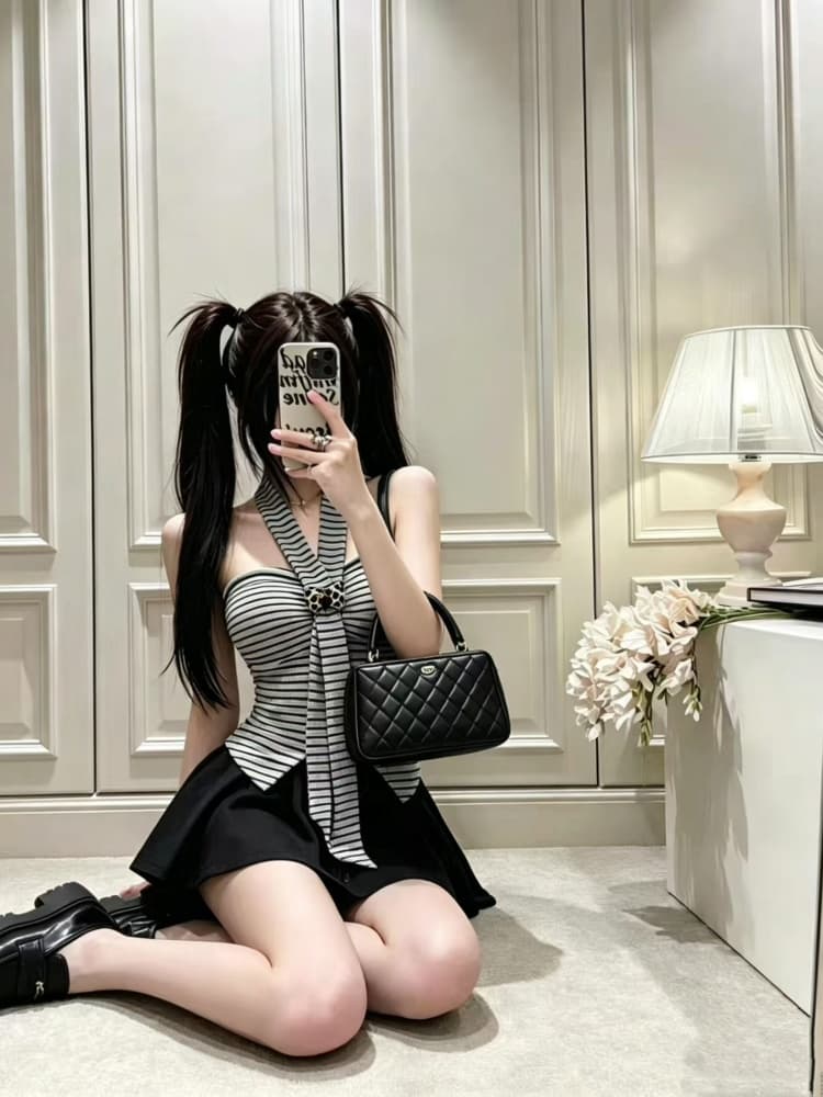 실사 정가 감소되지 않음 여름 26 년 새로운 여성 달콤한 매운맛 슬림해 보이는 행침 목 스트라이프 튜브탑 조끼 맨위 상세 이미지 5