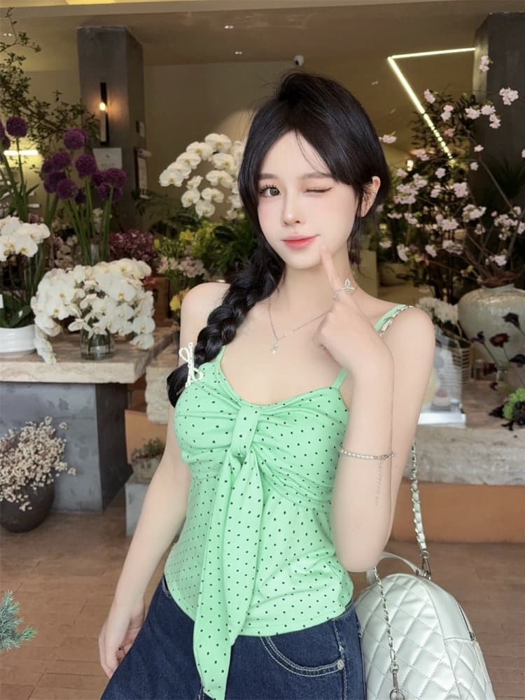 실사 정가 감소되지 않음 핫걸 도트 무늬 캐미솔 몸매 가꾸기 벨트 가슴 패드 아름다움 뒤로 민소매 튜브탑 맨위 상세 이미지 3
